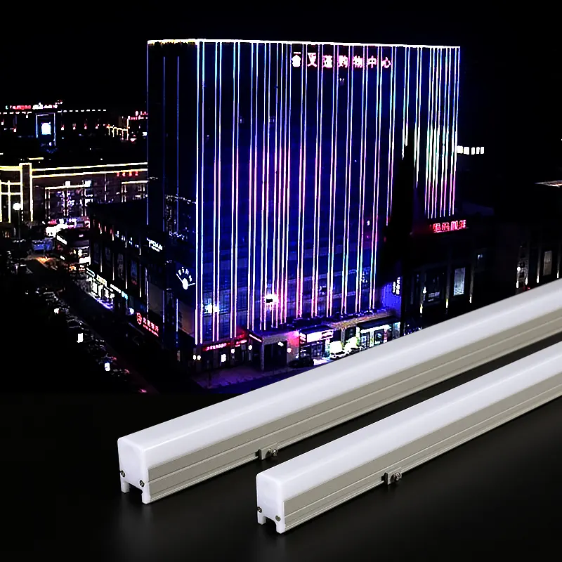 Dmx512 açık su geçirmez rgb floresan lamba şerit bina programlama animasyonlu yazı tipleri lineer ışıkları duvar lambası