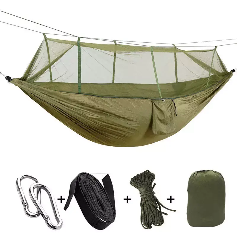 Amaca da campeggio portatile per 1-2 persone con zanzariera letto sospeso in tessuto paracadute ad alta resistenza