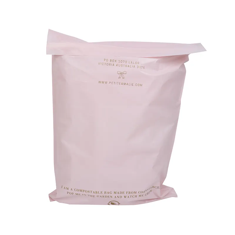Diseño personalizado Eco-Friendly Pink 100% Biodegradable Mailers Sobres de envío Bolsa de correo para ropa