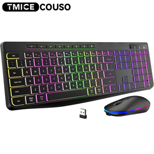 2.4G Full Size Ergonomic <strong>Keyboard</strong> Slim RGB <strong>Mouse</strong> Silent Wireless <strong>Keyboard</strong> and <strong>Mouse</strong> Combo With Backlit for Windows/MAC PC Laptop - Product Image 1