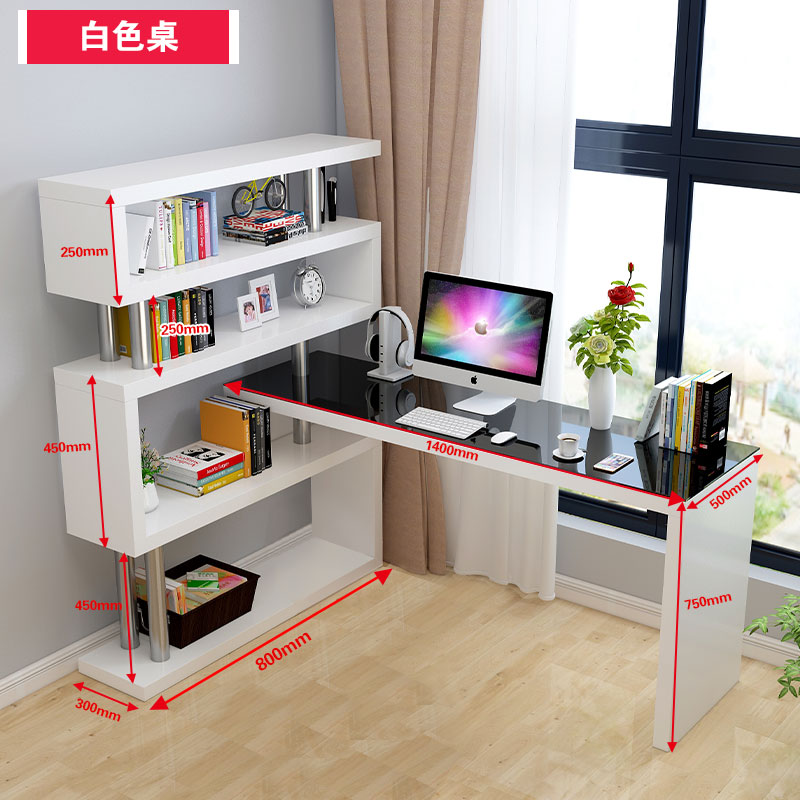 Bureau blanc 1.4 + 80 étagères sur quatre niveaux