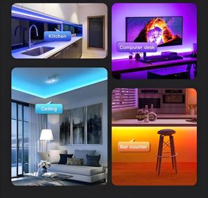RGB App & ses kontrollü LED şerit işıklar 5050 renkli kovalayan 12V/24V 5m IP20 IP20 bakır <span class=keywords><strong>PCB</strong></span> 8mm kesilebilir su geçirmez