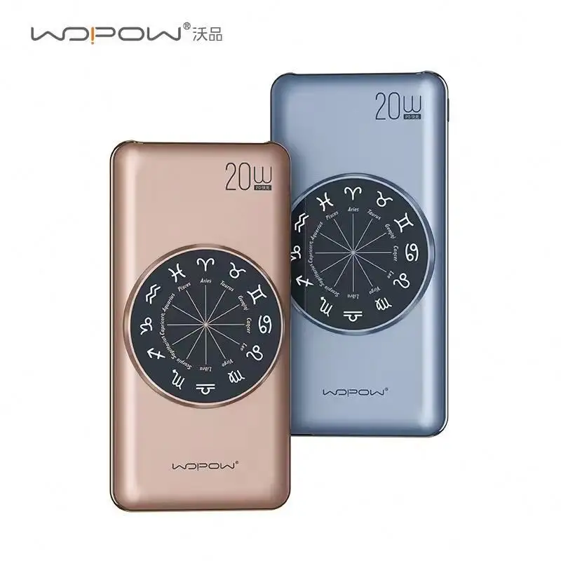 Wopow SQ16 pd20w qc18w power bank 10000mah unique design with Roman astrolabe magnetic wireless power bank