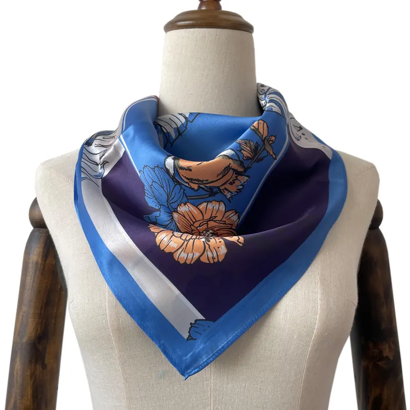Groothandel Goedkope Luxe Zijde Gevoel Polyester Bandana Sjaal Custom Afdrukken