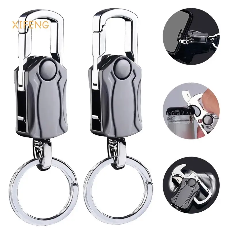 Promotional 360 degree rotating finger top custom keychain men's high quality multi purpose keychain