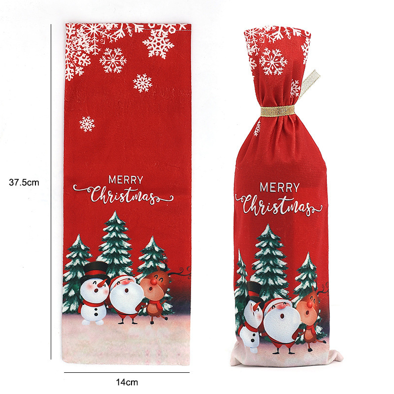 Couverture de bouteille de vin imprimée rouge-conception d'arbre de Noël