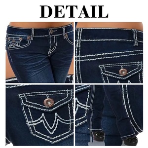 Trung Quốc nhà máy bán buôn giản dị Skinny Jeans vải Giữa eo rắn mô hình quần bút chì Womens denim Femme Denim - Product Image 6