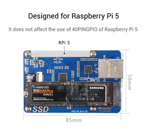 Процессор MPS2.5G для Raspberry Pi 5 включает PCIe to NVME SSD + 2,5 г шапка Ethernet 2242 2280 упакованная доска - Product Image 2