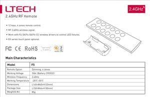 LTECH RF 2,4 ГГц Беспроводной RGBW 4-зонный пульт дистанционного управления светодиодным диммером - Product Image 2