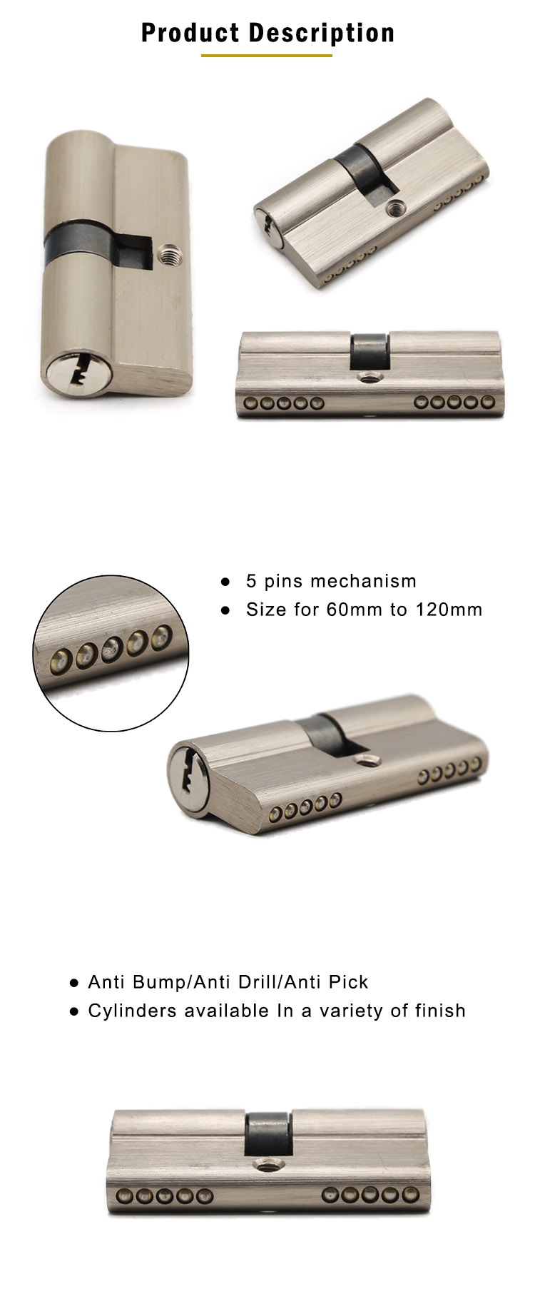 2021 Wholesale Computer Key  Double Open Cheap aluminum 5 Pin cylinder door lock