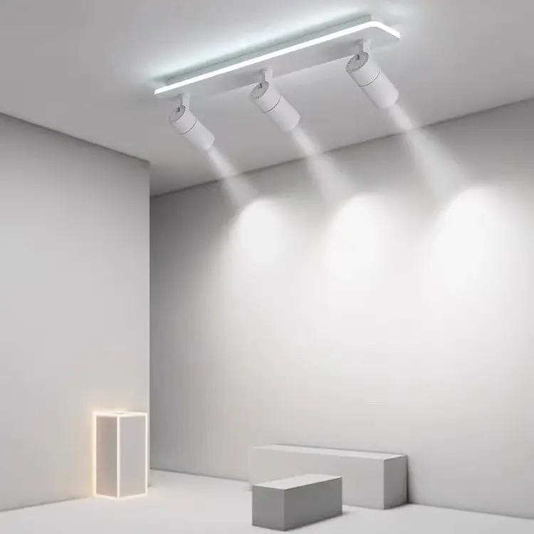 Decoração moderna e minimalista do teto da sala do hotel com projector ajustável luz do teto tira
