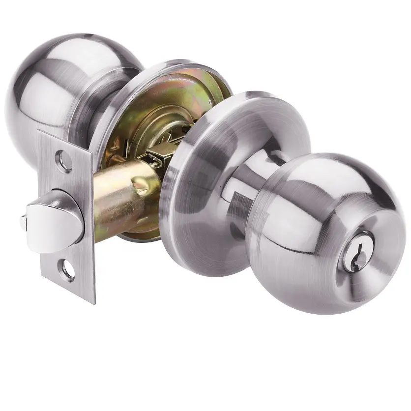 Durable Round Brass Cylinder Stainless Steel Tubular Door Knob Lock Sets