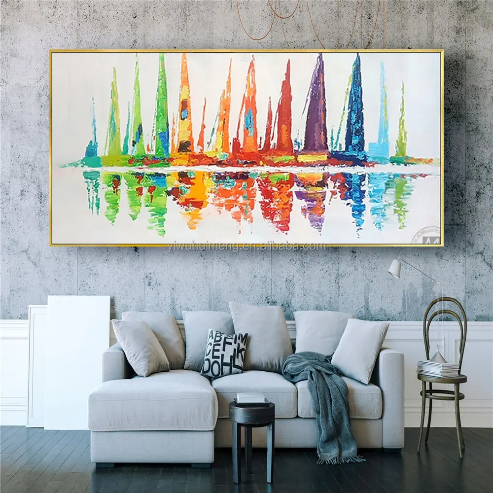 Modern Canvas 100% Hand-painted Living Room Home Office Decor Seascape Wall Art sailing boats abstract sailboats oil painting