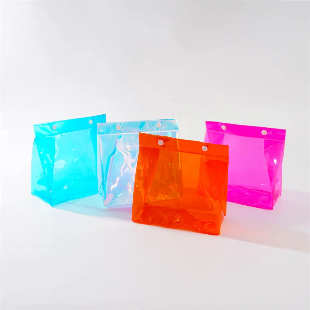 Tas Pakaian Renang Plastik Jelly PVC Warna-warni 2023 Tas Kemasan Baju Renang Bikini Transparan Vinil Berwarna Tas Kantong Hadiah