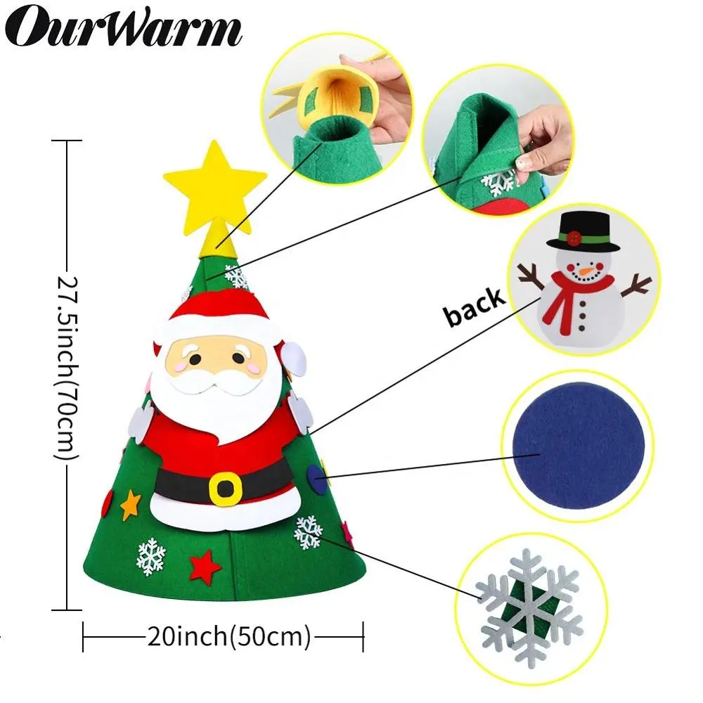 Ourwarm regalos de navidad 30 Pcs adorno 3D DIY fieltro árbol de Navidad para los niños