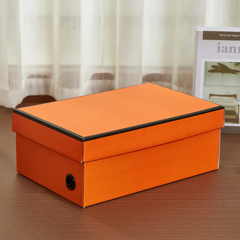 कस्टम तह नारंगी लक्जरी जूते बॉक्स पैकेजिंग छोटे क्राफ्ट प्रिंटिंग पेपर स्नीकर जूता बॉक्स