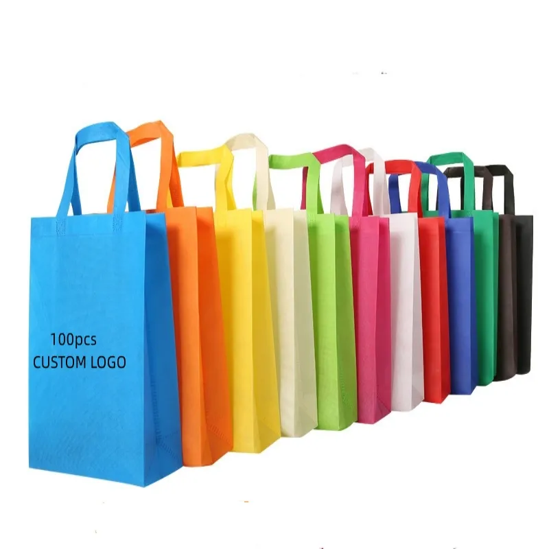 Оптовая продажа, Нетканый мешок с принтом, экологически чистые многоразовые сумки для покупок с дешевыми портативными подарочными пакетами