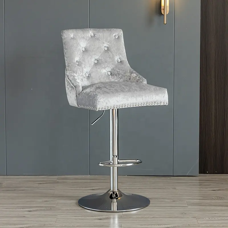 Taburete de Bar ligero de estilo lujoso, silla de club nocturno portátil con giro de 360 grados, elevador de tela, silla alta
