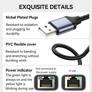 铝合金Usb/TypeC2.0 3.0至以太网适配器USB 3.0网卡RJ45网络端口适配器，LAN (Lan) 10/100/1000 Mbps - Product Image 6