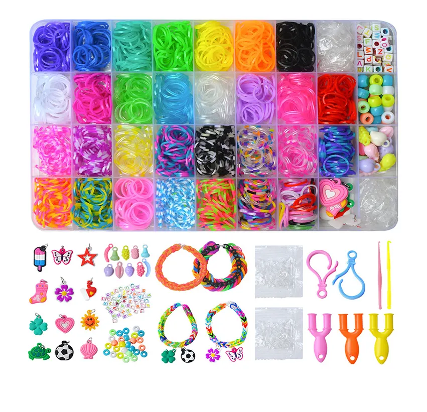 Kit de bandas de telar DIY, bandas de goma para fabricación de pulseras, Kit de artesanía de arte DIY, regalo creativo para niñas y niños.