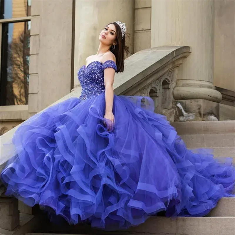 Mumuleo púrpura vestidos de quinceañera 2023 fiesta baile elegante sin tirantes vestido Formal Homecoming Quinceañera tamaño personalizado