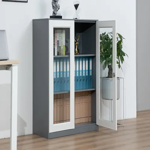 Petite armoire de rangement en acier à 2 portes, armoire de bureau en métal avec verre, offre spéciale