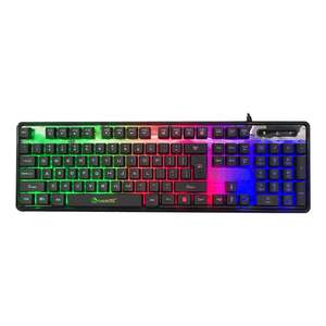 USB KBL-707TB קווית משחקים מקלדת תאורה אחורית עם צלחת שקוף, מקשי לייזר בוהק מוצר חדש