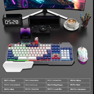 Fashionable Three Tone Metal Game Wired <strong>Keyboard</strong> <strong>and</strong> <strong>Mouse</strong> Mixed <strong>Color</strong> Backlight Set for Desktop <strong>Computers</strong> Laptops <strong>and</strong> Offices - Product Image 4