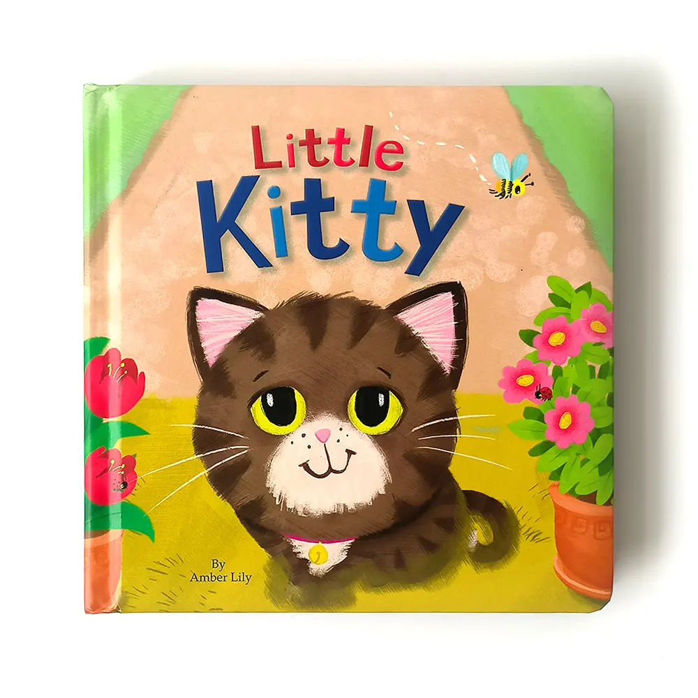 Libro con copertina rigida personalizzato piccolo gattino che va a letto con animali da favola libri che pubblicano libri per bambini