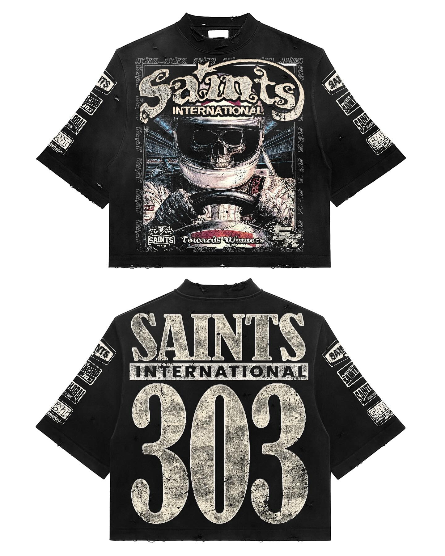 T-shirts-2พิมพ์ลายกราฟิกแบบระเหิดสีดำ