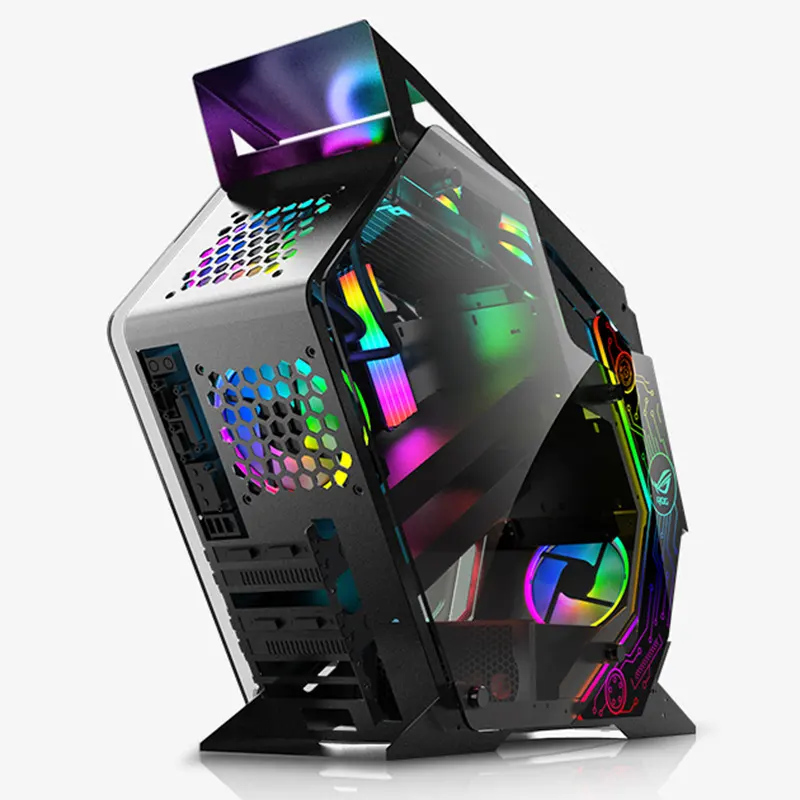 Neues Design Speziell geformtes ATX-Gaming-PC-Gehäuse Computer-CPU-Server-Gehäuse für Desktop mit Stahlblech aus gehärtetem Glas