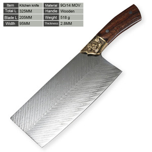 Dao Damascus 7 Inch Của Đức Thép Không Gỉ Dao Đầu Bếp Đồ Tể Trung Quốc Bộ Dao Cleaver Tay Cầm Bằng Gỗ Cho Thịt - Product Image 6