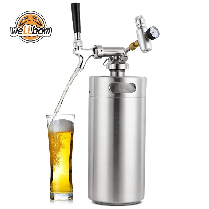 Mini dispensador de barril de cerveja, portátil, aço inoxidável, chopp, distribuidor de barril de cerveja com carbonação de co2