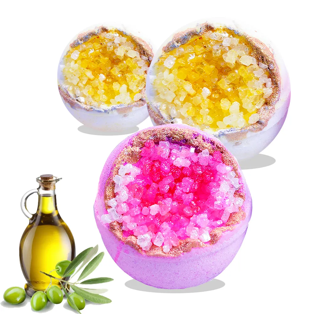 Set hadiah Spa aromaterapi bom mandi fizza gelembung Label pribadi warna-warni grosir