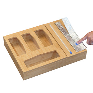 HOSTK bambu saklama kutusu ile kesici mutfak Zip kilitli çanta organizatör seti 2 in 1 folyo özelleştirilmiş - Product Image 4
