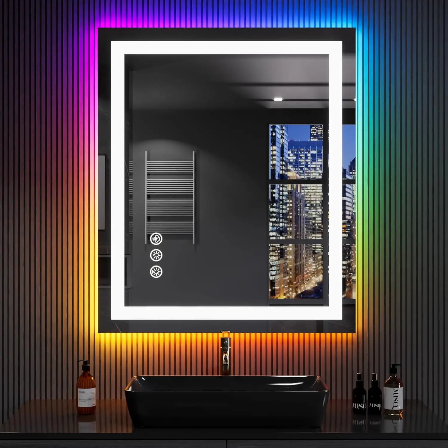American Spot función de memoria inteligente Hotel hogar Baño impermeable antiniebla RGB Led espejo