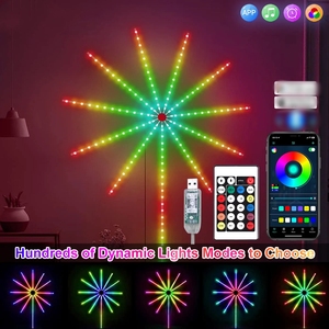 USB <span class=keywords><strong>RGB</strong></span> LED striscia di luce fuochi d'artificio da sogno lampada meteora musica di controllo del suono APP vacanze di nozze decorazione camera da letto IP65 5V tensione di ingresso