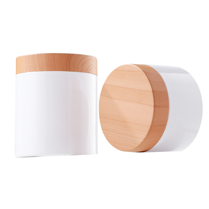 Popular 120ml 150ml 200ml 250ml 300ml 500ml White Plastic Container Cosmetic PET <strong>Jar</strong> with Wood Grain Lid - Product Image 6