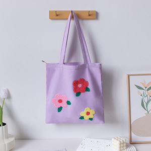 春夏ファッションシンプル刺繍キャンバスシングルショルダートートバッグ大容量学生クラスキャンバスバッグ - Product Image 4