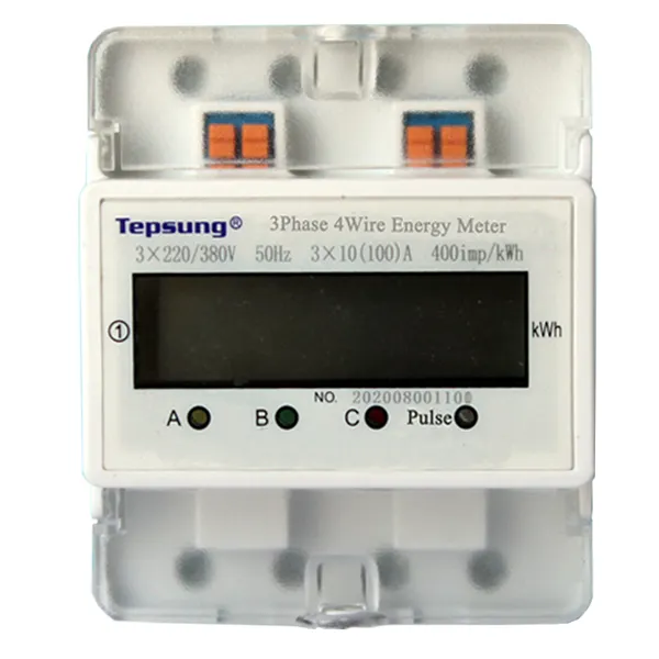 3Phase 4Wire digital din rail electric electric energy meter with LCD display