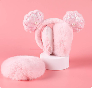 Go Party Winter Foldable Pearl Shell <strong>Plush</strong> Earmuffs Girls Windproof Warm <strong>Ear</strong> Protection Anti-Freeze <strong>Ear</strong> Cover Lovely Headband - Product Image 4