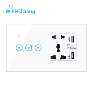 ซ็อกเก็ต WiFi สมาร์ทสวิตช์ไฟฟ้ากับ USB สากลซ็อกเก็ต1 2 3แก๊งสัมผัสสวิทช์ไฟผนังทำงานร่วมกับ Alexa Google Home - Product Image 5