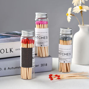 Fabrika özelleştirilmiş cam şişe maçlar mum maçlar renkli kafa ahşap Matchsticks aromaterapi mum kavanoz için