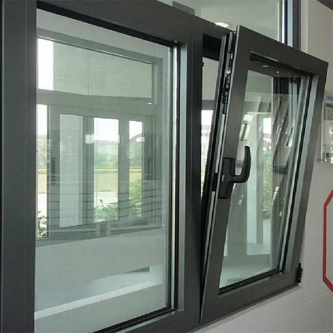Perfil de ventanas abatibles de aluminio y acero, ventana de vidrio templado de doble vidrio, de alta calidad, al mejor precio