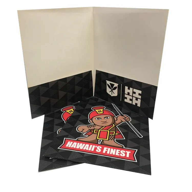 Carta patinata 9x12 pollici stampa a colori cartella di File formato A4 a due tasche con Logo personalizzato