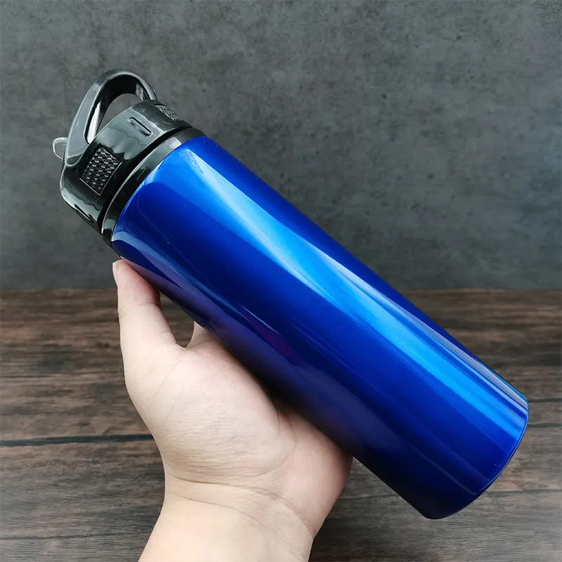 Botol air aluminium daur ulang sertifikat GRS Logo kustom bahan ECO warna Grosir 800ml dengan botol air sedotan