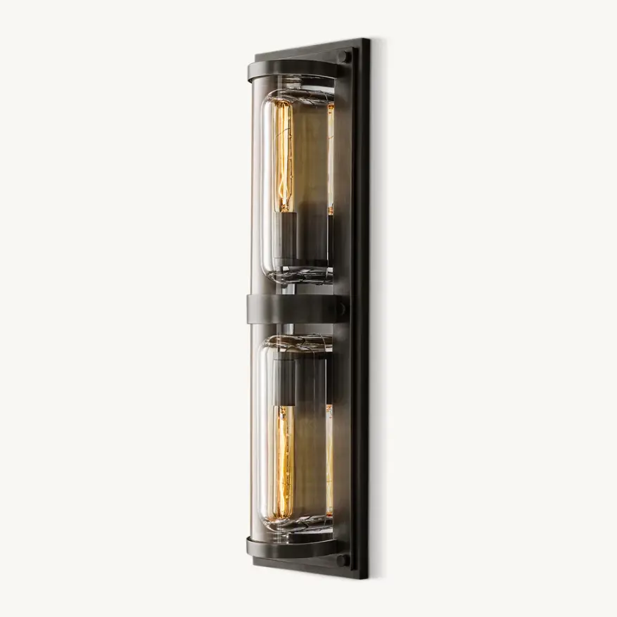 Moderne retro-Beleuchtung für den Innen- und Außenbereich Gold-Glas-Schönheitstresen Toilette Auf-Ab-LED-Licht Messing-Wandlampe