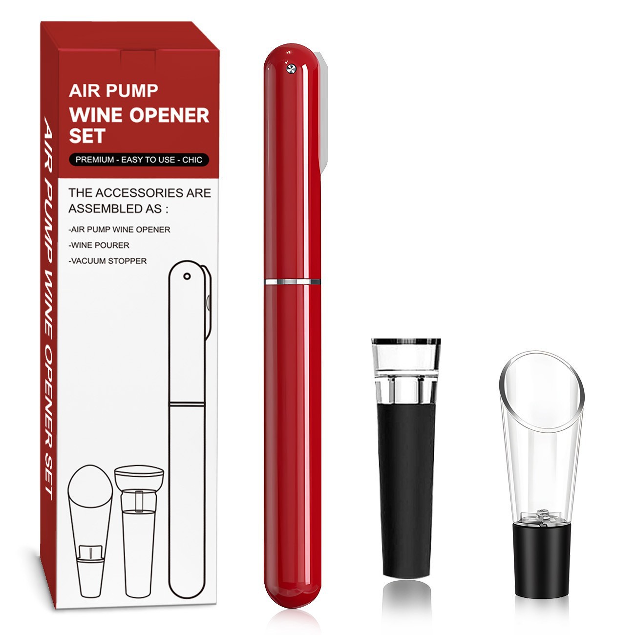 Ensemble de 3 bouteilles en forme de stylo rouge