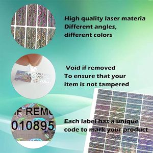 Etiqueta de código QR de seguridad personalizada, etiqueta holográfica, microtexto/códigos QR con pegatina de número de serie - Product Image 3