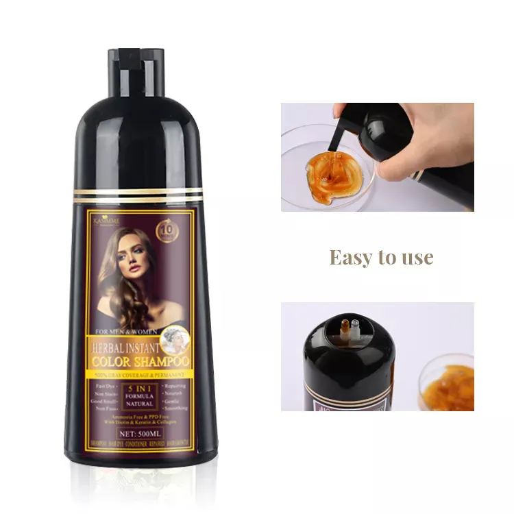 Champú negro de aceite de coco, barato, 16,9 Fl. Onzas para tinte de cabello Natural, crema de Color
